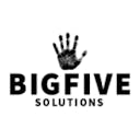 Big Five Solutions logo. White background, black letters and a handprint printed in ink.